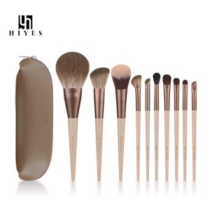 HIYES 10 Mocha Animal Hair Makeup Brush Set